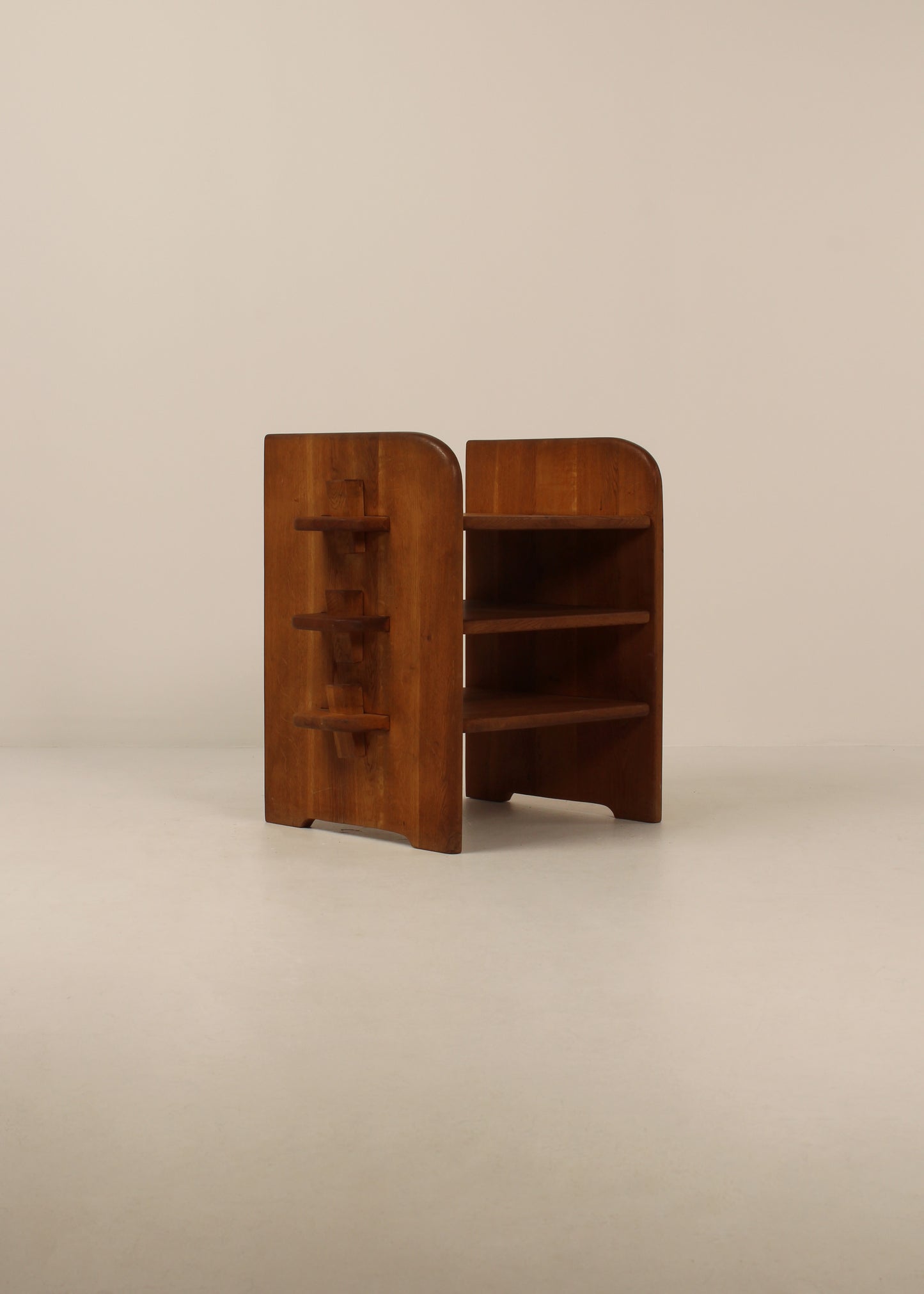 Brutalist side table/ shelving unit, chunky side detail