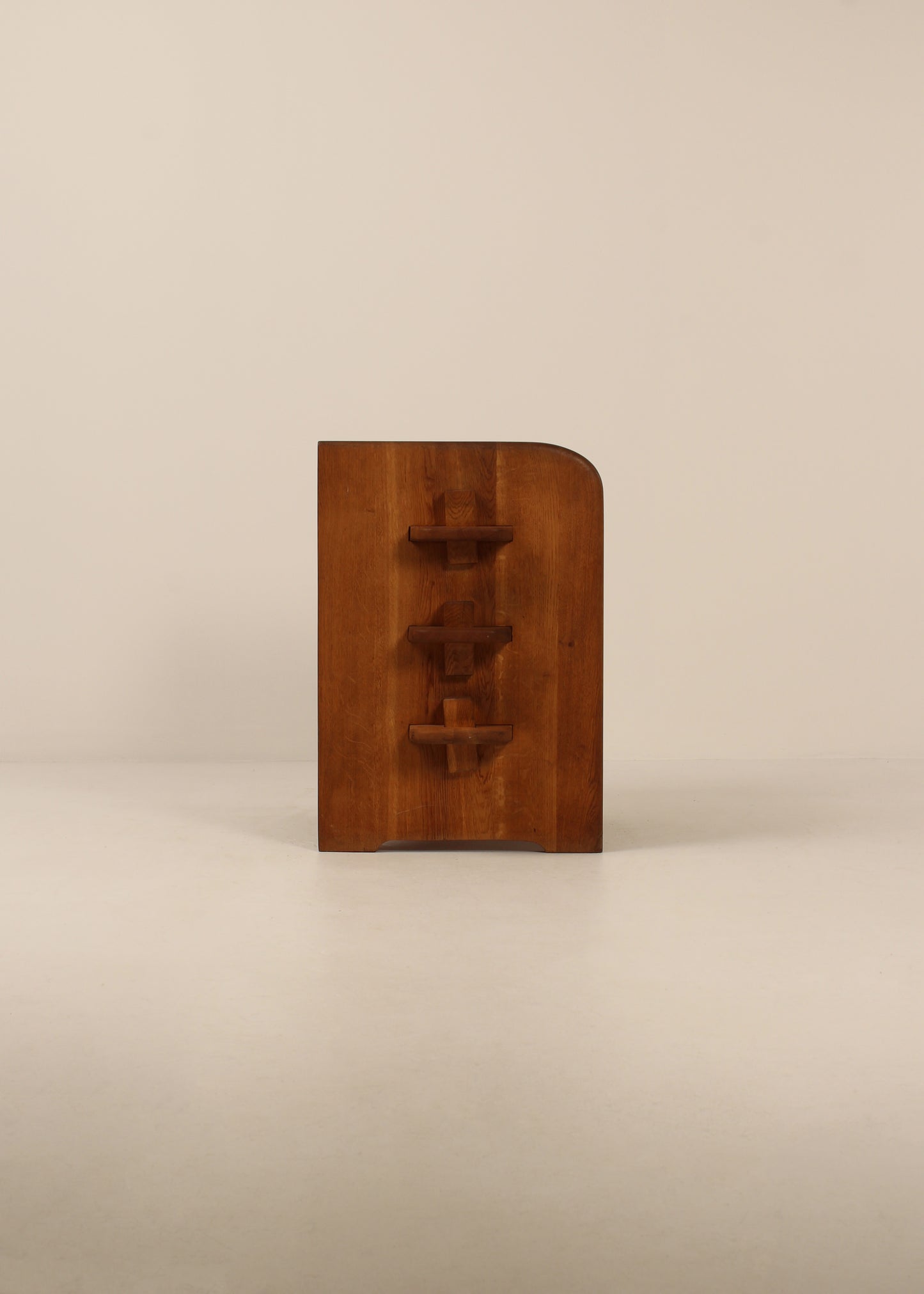 Brutalist side table/ shelving unit, chunky side detail
