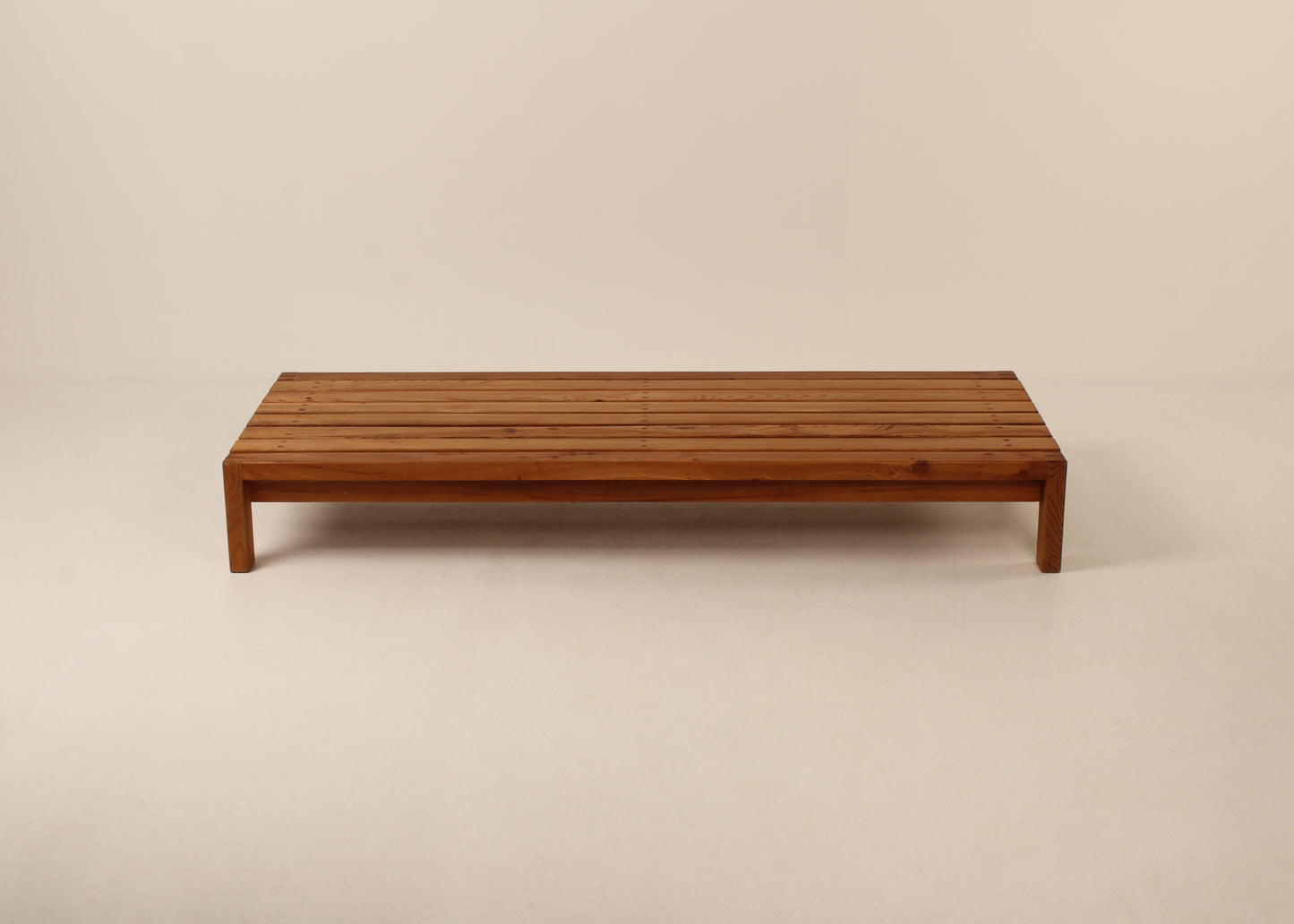 Large slatted mid century coffee table, day bed, belgium