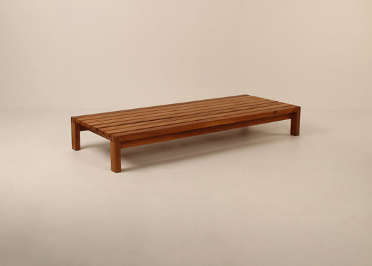Large slatted mid century coffee table, day bed, belgium