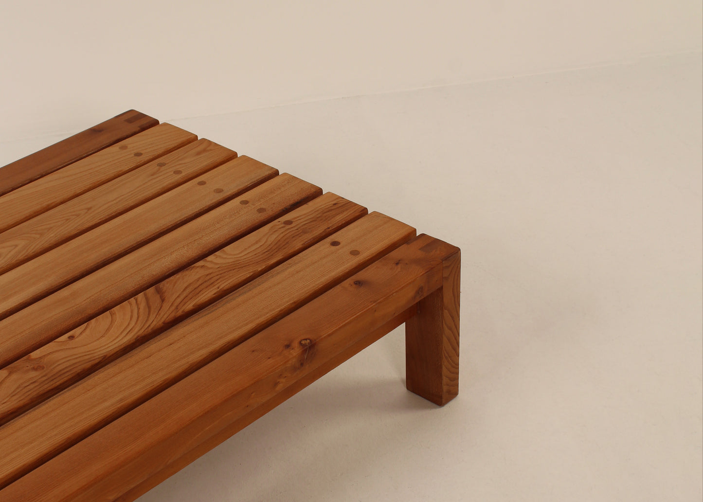 Large slatted mid century coffee table, day bed, belgium