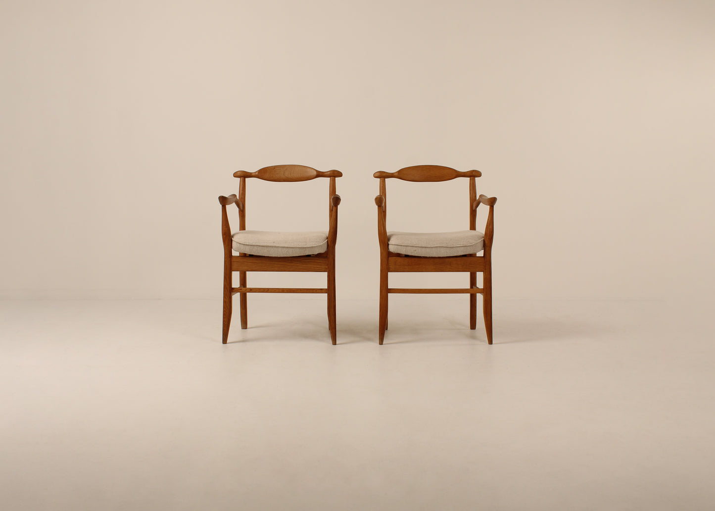 Pair Guillerme et chambron "Bridge Fumay" dining chairs/ Side chairs 1960s , France