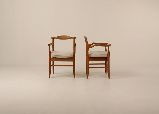 Pair Guillerme et chambron "Bridge Fumay" dining chairs/ Side chairs 1960s , France