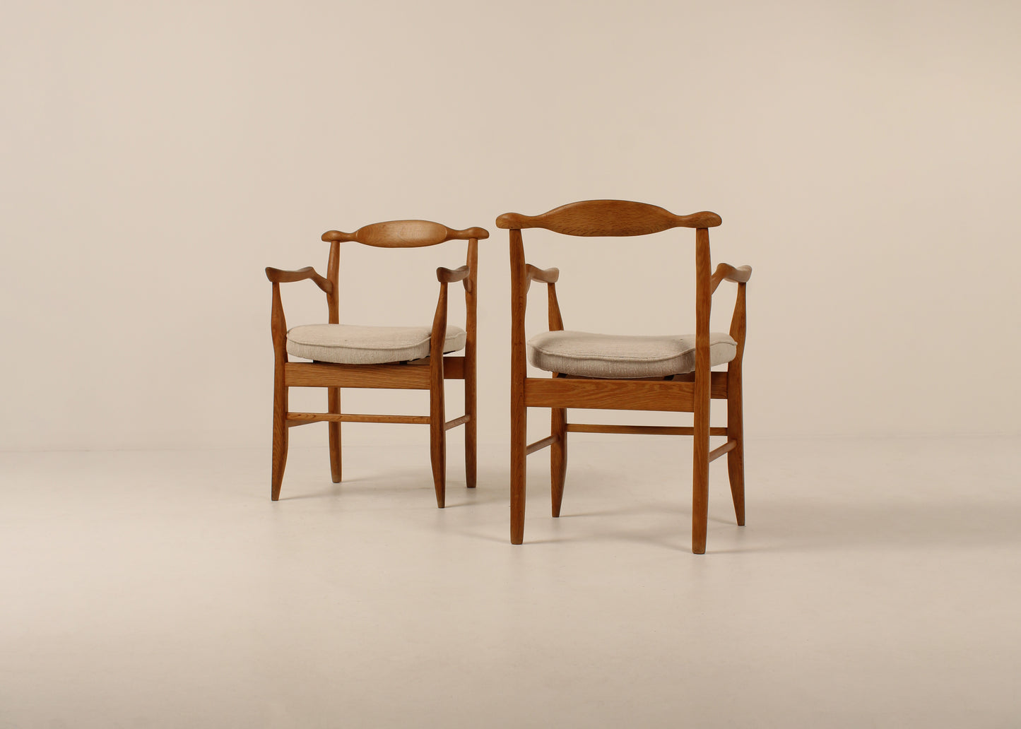 Pair Guillerme et chambron "Bridge Fumay" dining chairs/ Side chairs 1960s , France