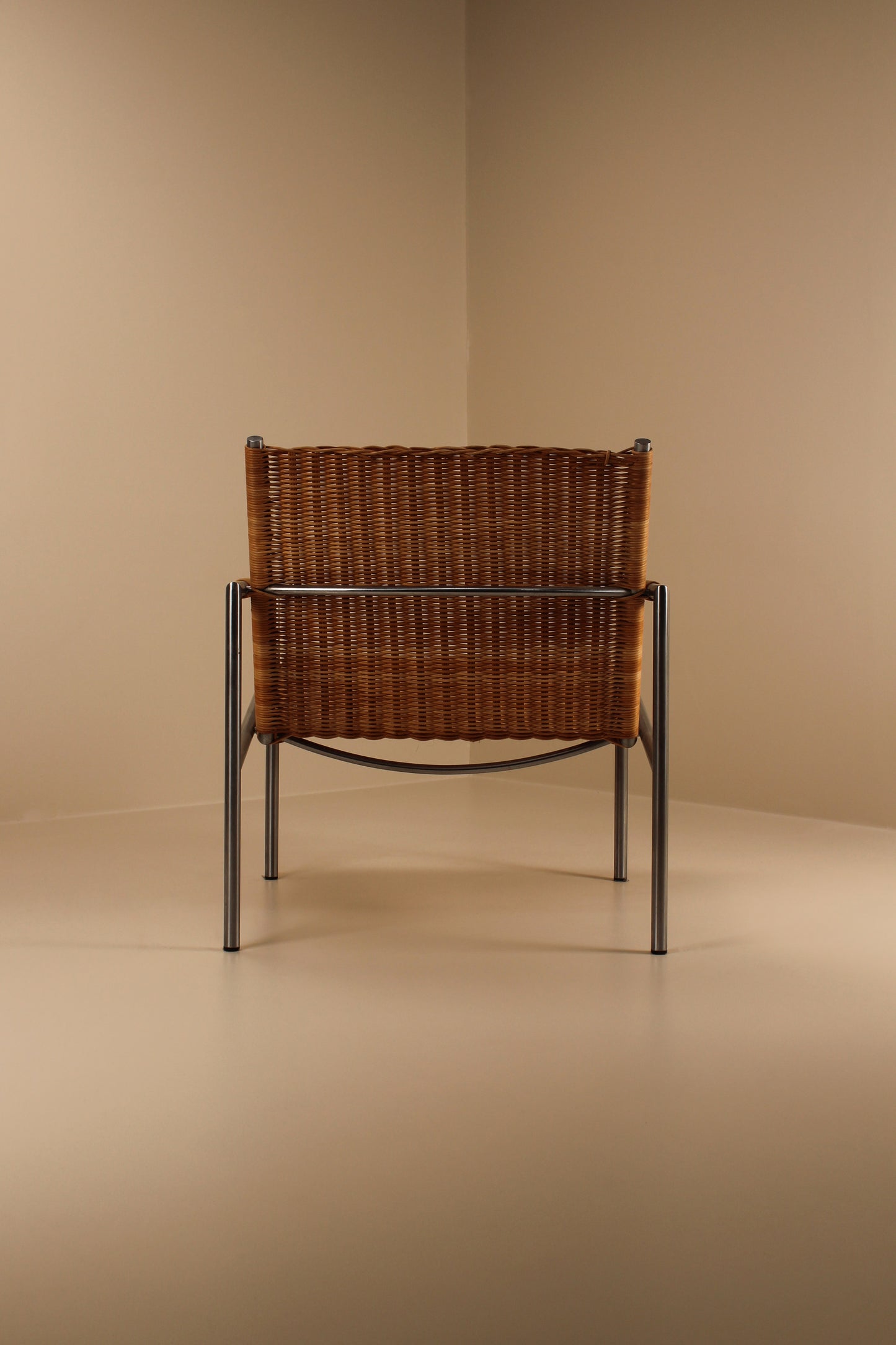 Single chrome and wicker mid century armchair, Belgium