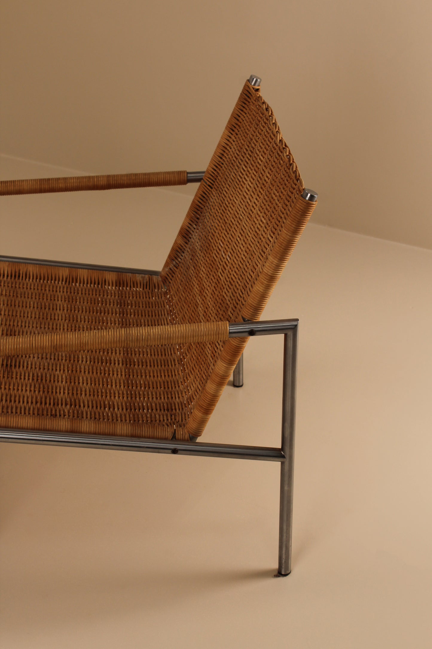 Single chrome and wicker mid century armchair, Belgium