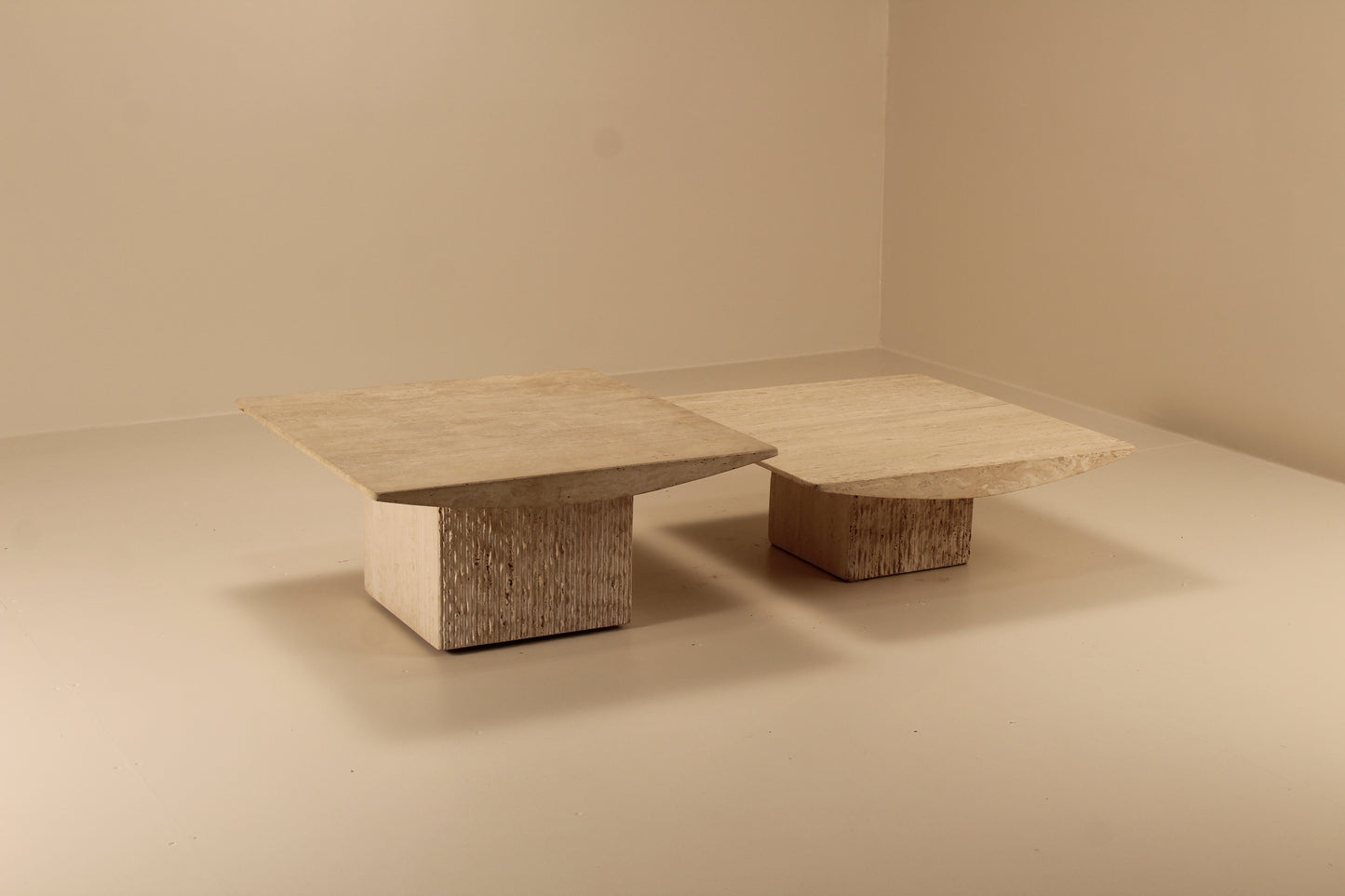 Set of travertine nesting coffee tables, Belgium