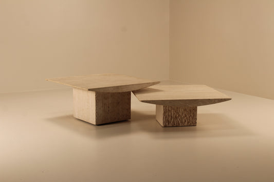 Set of travertine nesting coffee tables, Belgium