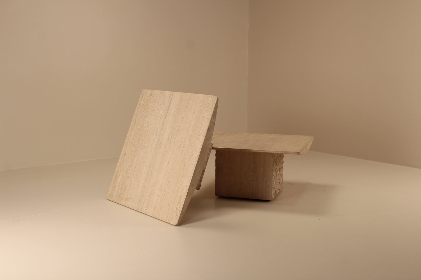 Set of travertine nesting coffee tables, Belgium