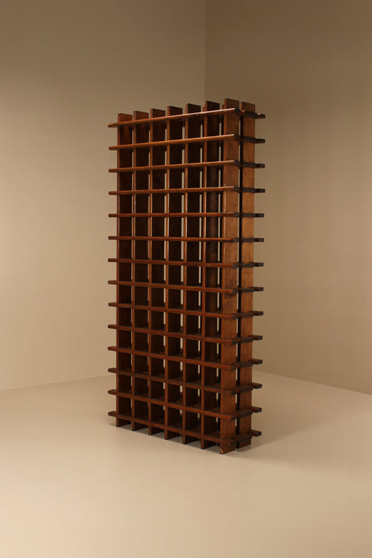 Mid century solid wooden wine rack,Belgium