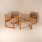 set of 4 canvas and wood mid century sling chairs