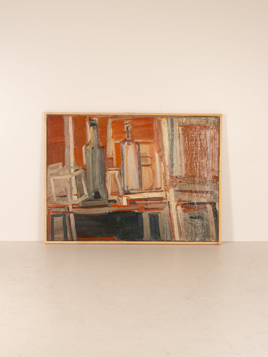 vintage still life painting, oil on canvas