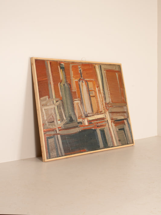 vintage still life painting, oil on canvas