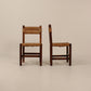 Set of 6 mid century rush & wood chairs