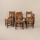 Set of 6 mid century rush & wood chairs