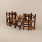 Set of 6 mid century rush & wood chairs