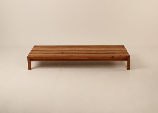 Large slatted mid century coffee table, day bed, belgium