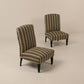 Pair vintage french side chairs, Pierre Frey fabric , France