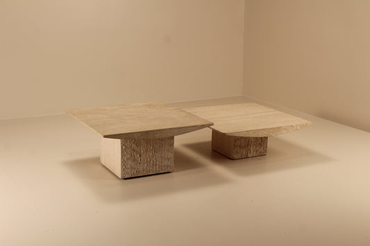 Set of travertine nesting coffee tables, Belgium